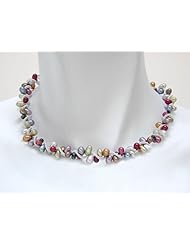 Bright Mix Freshwater Pearl Sterling Spiral Necklace