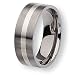 Sterling Silver Inlaid Brushed Titanium Ring (8.0 mm) - Size 9.5