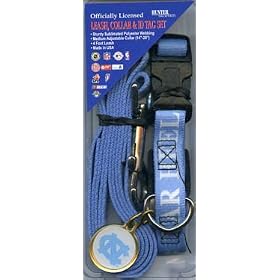 * NORTH CAROLINA TARHEELS Dog Pet Leash Collar ID Tag Set Med