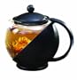 Primula Flowering Tea Set with Half-Moon 40-Ounce Pot, Black/Glass