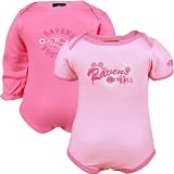 NFL Gerber Baltimore Ravens Infant Girls Flower Power Pink 2-Pack Creeper Set (0-3 Months)