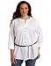 Jones New York Women's Plus-Size 3/4 Sleeve Pleated Front Tunic Top