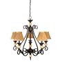 Globe Espresso Five-Light Chandelier, Ebony with Pleated Gold Shades #6121