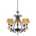 Globe Espresso Five-Light Chandelier, Ebony with Pleated Gold Shades #6121