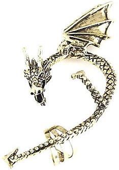 KT @Vintage Alloy Flying Dragon Earrings Golden