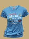 Junk Food Dr. Suess One Fish Blue Fish Blue Juniors T-shirt Tee