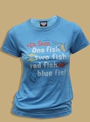 Junk Food Dr. Seuss One Fish Blue Fish Blue Juniors T-shirt Tee