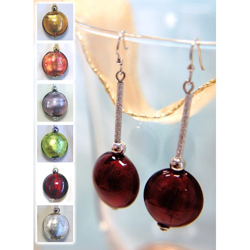 Murano Glass Ciclamino Earrings - silver