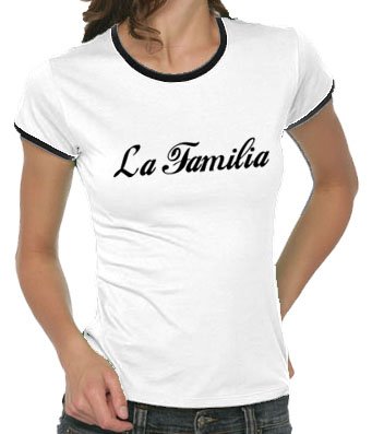 Touchlines Girlie Ringer T-Shirt La Familia, white, L, B9095 Preisvergleich