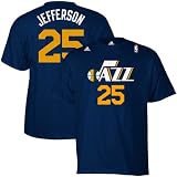 NBA adidas Utah Jazz #25 Al Jefferson Navy Blue Net Number T-shirt (X-Large)