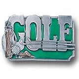 Pewter Belt Buckle - Golf with Clubs