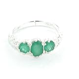 Image of Sterling Silver Ladies 3 Stone Emerald Ring