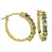 24K Gold over Silver Genuine Peridot Diamond Hoop Earrings