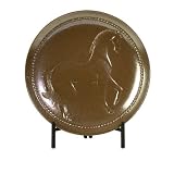20 Carolyn Kinder Safari Brown Horse Ceramic Charger with Black Iron Stand
