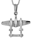 Sterling Silver Airplane Charm, 1 1/16" (27 mm) Tall.