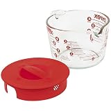 Pyrex Prepware 4-Cup Measuring Cup, Clear with Red Lid and Measurements