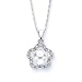 14k White Gold Diamond and Pearl Flower Pendant, 18