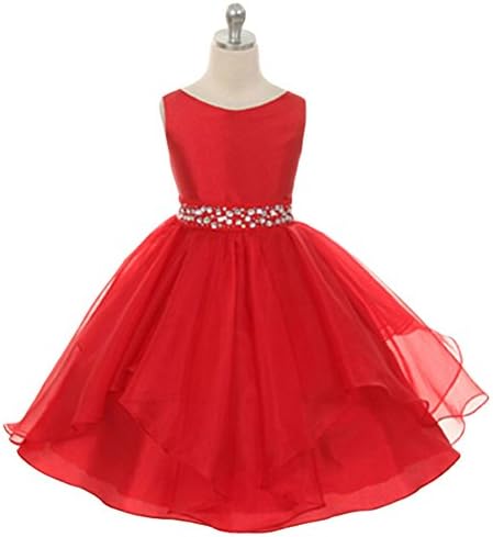 Straip Girl's Tulle Wedding Gown Princess Dress Prom Costume, 10-12, Red
