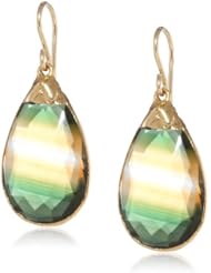 Devon Leigh Lemon Peridot Quartz in 24K Gold Foil Drop Earrings