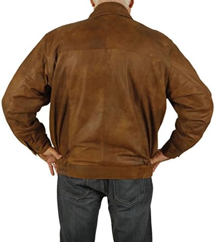 Size 3XL Mens Tan Buff Leather Blouson