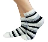 Red Carpet Studios Spa Socks, White with Black and Grey Stripes