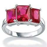 Red Crystal Silver Ring