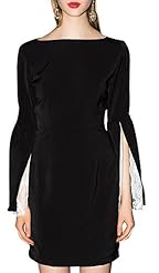 Empire   Waistline Bateau Neck Bell Sleeves Polyester Slit Lace Above the Knee  Dress