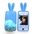 Bunny Skin Case With Furry Tail for Apple iPod Touch 4th Generation, Baby Blue