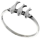 Sterling Silver Polished Triple Dolphin Ring