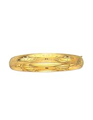 14K Yellow Gold 08" 8.0mm Flourentine Round Domed Classic Bangle With Clasp