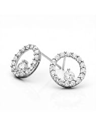 14K White Gold Circle Shaped Stud Earring