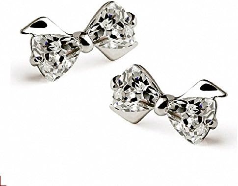 Discount Funny Lady Costume Earring Zirconia Silver Bow Tie Big Stud Earring For Girls