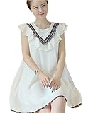 【TPGROWIN】 マタニティ ウェア ワンピース ドレス フリル ボヘミアン カジュアル 産前 産後 外出着 妊婦服 ゆったり 夏 全3色 (M, ホワイト)