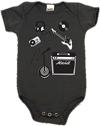 All Things Rock and Roll on Baby Boy One Piece, 12-18 mo, Asphalt
