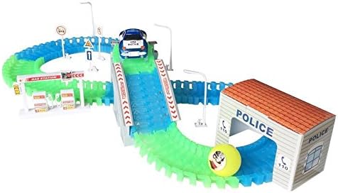 Car Set Flexible Electric Set Track Toys 118 Pieces Kids Play Sets with Police Car Model for Children Age 3 and Up