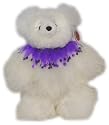 Alpaca Bear. Genuine Light Colored Alpaca Teddy Bear With Purple Rhinestones Collar. 14 Inches high.