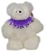 Alpaca Bear. Genuine Light Colored Alpaca Teddy Bear With Purple Rhinestones Collar. 14 Inches high.