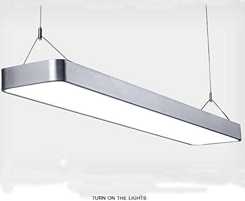 Aluminum Surface Acrylic Ceiling Light by Petrelking,20 Watts Rectangular Simple Office Frosted Pendant Lamp (Silver 50'')