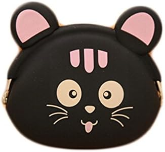 Ilucky Hot Multi-color Cute Wallet Kawaii Womens'/girls' Gifts Cartoon Animal Silicone Jelly Coin Purse Bag Cover Case (black mouse)