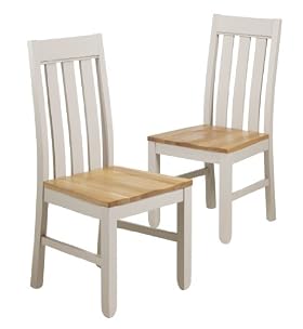 2 Padstow Slat-Back Dining Chairs Set with a Putty Finish