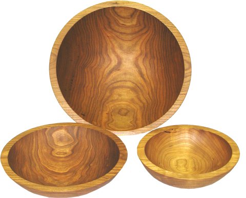New 15 Inch Turned Solid Cherry Wood Salad Bowl