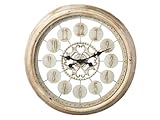 IMAGE OF New Distressed Ivory Round Wall Clock Iron Dimensions 24 X 2 1/2 X 24 Beautiful Unique Design