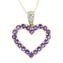 10k Yellow Gold Heart Shaped Amethyst Pendant with Diamond-Accent