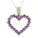 10k Yellow Gold Heart Shaped Amethyst Pendant w/ Diamond Accent