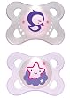MAM 523322 - Night Silikon 0-6, Schnuller, für Mädchen, Doppelpack, farblich sortiert - BPA frei