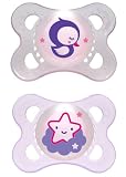 MAM 523322 - Night Silikon 0-6, Schnuller, für Mädchen, Doppelpack, farblich sortiert - BPA frei