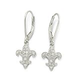 JCPenney Sterling Silver CZ Fleur-De-Lis Earrings