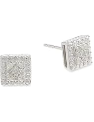 10k White Gold Diamond Square Stud Earrings (1/8 cttw, I-J Color, I2-I3 Clarity)
