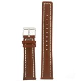 Genuine Leather Watch Band Honey Brown with White Stitching 20mm