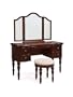 Powell Vanity with Trifold Mirror and Bench, Marquis Cherry Finish